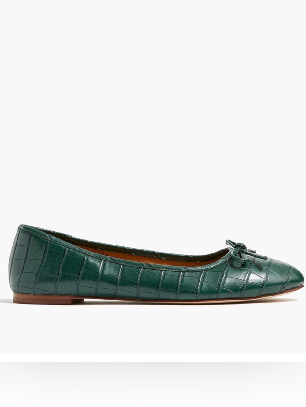 J. Crew Green Crocodile-Embossed Ballet Flat